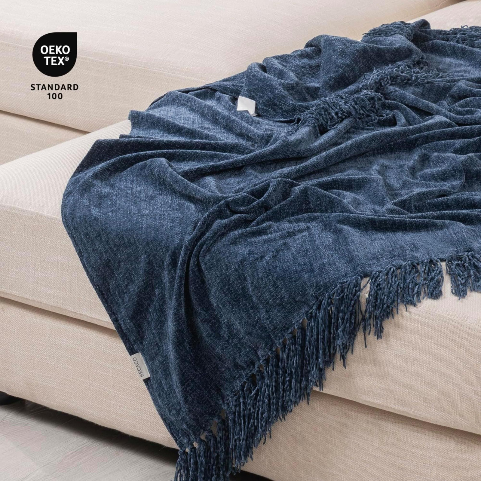 Soft Chenille Throw Blanket, 60" L x 50" W, Blue