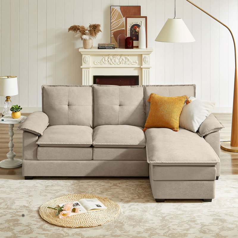 Canapé à accoudoirs coussinés 82,28 po Louen, Beige