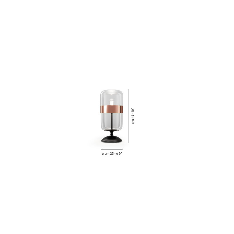 Futura Table Lamp M Crystal Copper Matt Black 1 E26 Ul, Crystal Copper, 19" H x 9" W x 9" D