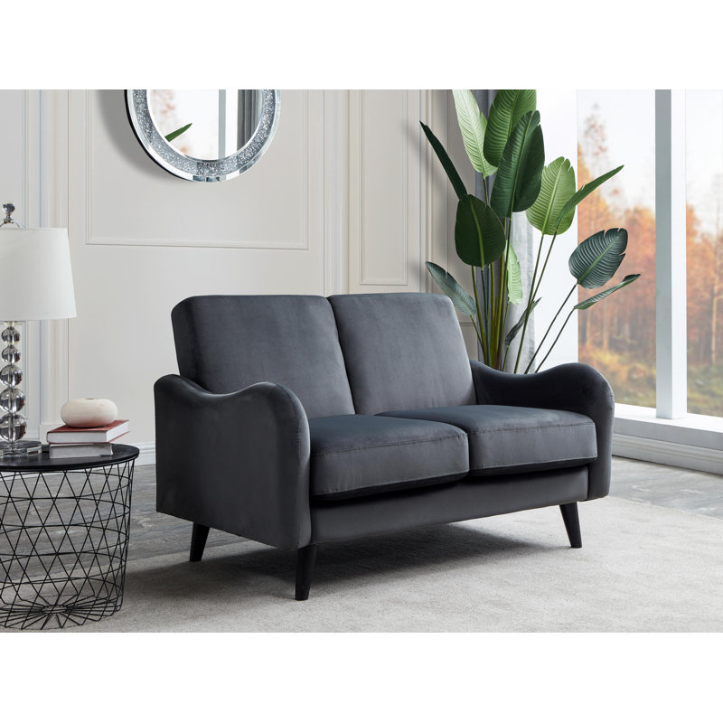 Destany 2 Seater Velvet Loveseat, Graphite