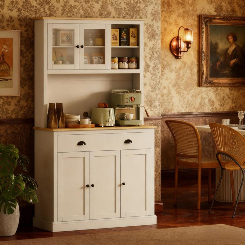 71" Tall Freestanding Kitchen Cabinet White, White
