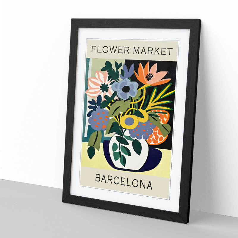 Barcelona Flower Market Exhibition No.8 - Single Picture Frame Print on Wood, 64cm H x 46cm W x 2cm D