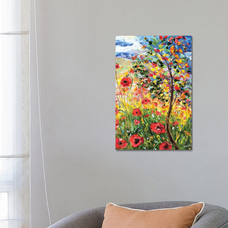 Provence Poppies 1 Piece Wrapped Canvas Painting, 66.04 cm H x 45.72 cm W x 3.175 cm D
