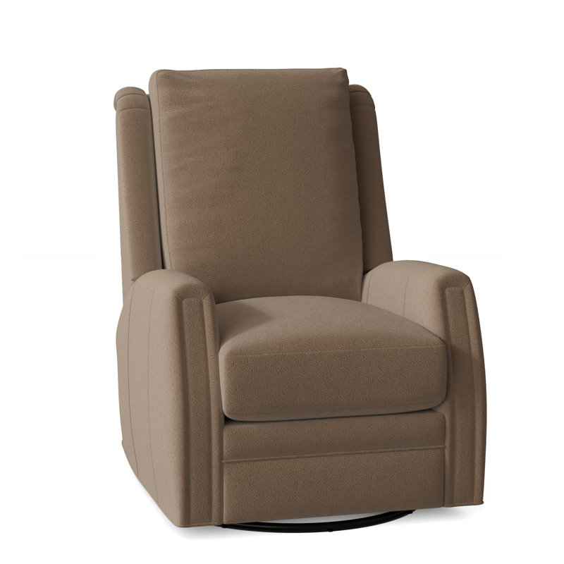 Lockhart Recliner, Swivel Glider with Manual Recline & Inside Release, Alpine Dark Grey Genuine Leather, No Nailhead