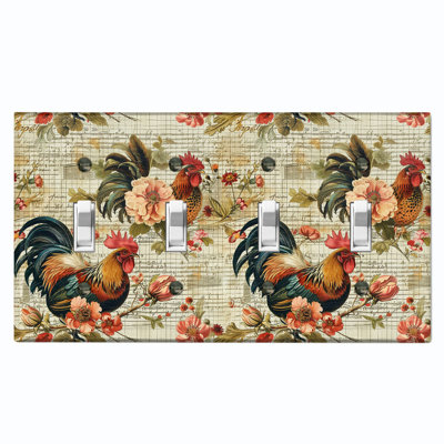 Couvercle de plaque d'interrupteur en métal; Bascule de coq 4 tailles US standard - feuillage de coq