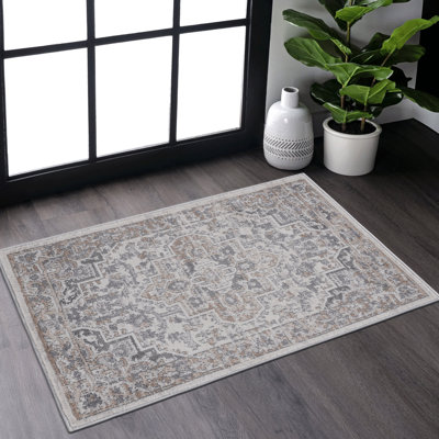 Tapis 2 x 3 de couleur beige / beige qui ne perd pas ses poils, idéal pour décorer la maison