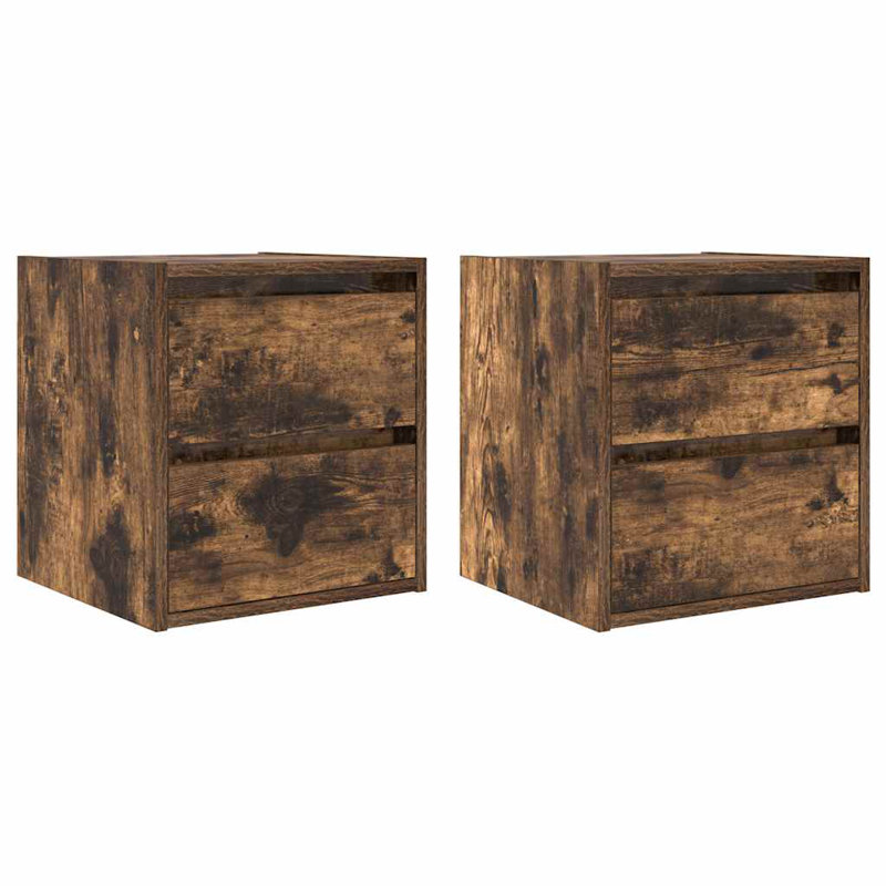 Wall-Mounted Bedside Cabinets 2 Pcs 38X34x40 Cm, Smoked Oak, 2