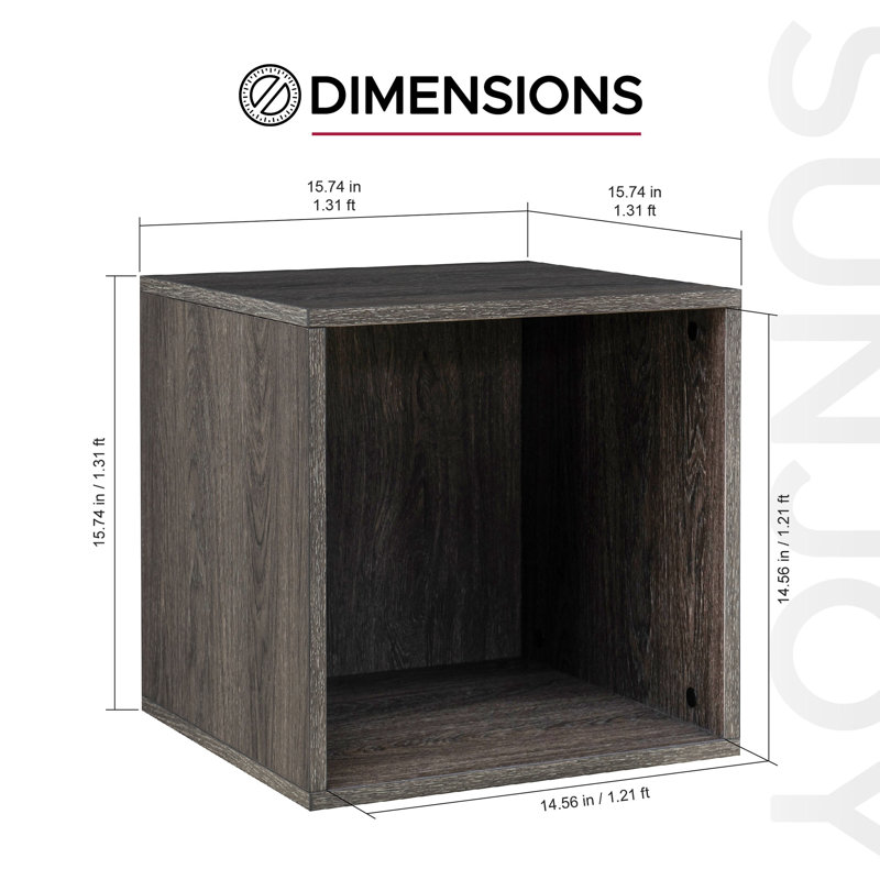 Sunjoy Quub  Open Cabinet, Space Saving Stackable MDF Wood Cabinet for Living Room, Bedroom and Other Indoor Space