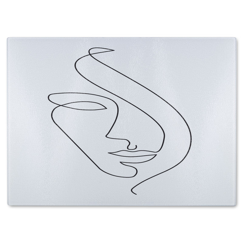 Line Face drawing Designer Glass Chopping Board