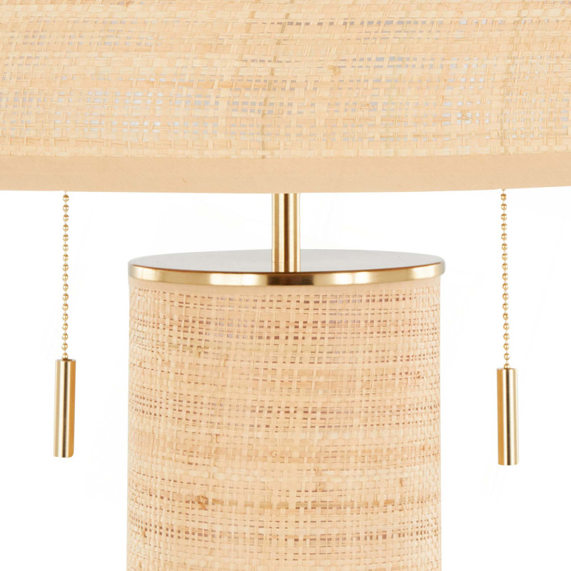 Lampe de table en rotin Montcroix, Doré