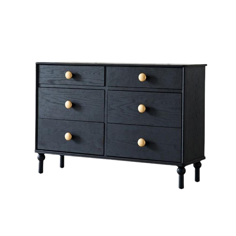 Vintage 6-Drawer Storage Cabinet Sideboard, Black