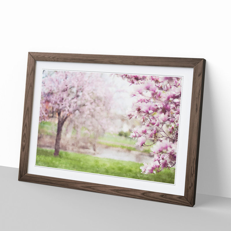 Magnolia Blossom Trees - Picture Frame Painting, Walnut Framed, 36cm H x 48cm W x 2cm D