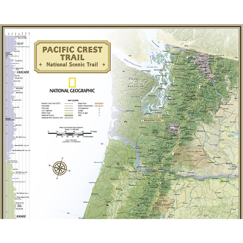 Carte du sentier Pacific Crest