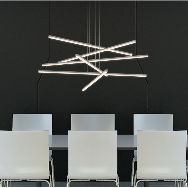 Stix 3 - Light LED Chandelier, Bright Satin Aluminum