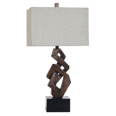 Norman Wyatt Home - Marra - Poly Table Lamp - Brown & Black - Gray Shade