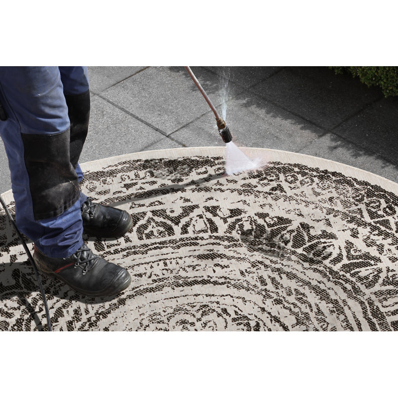 Rosica Flatweave Black Rug, Round 200 cm