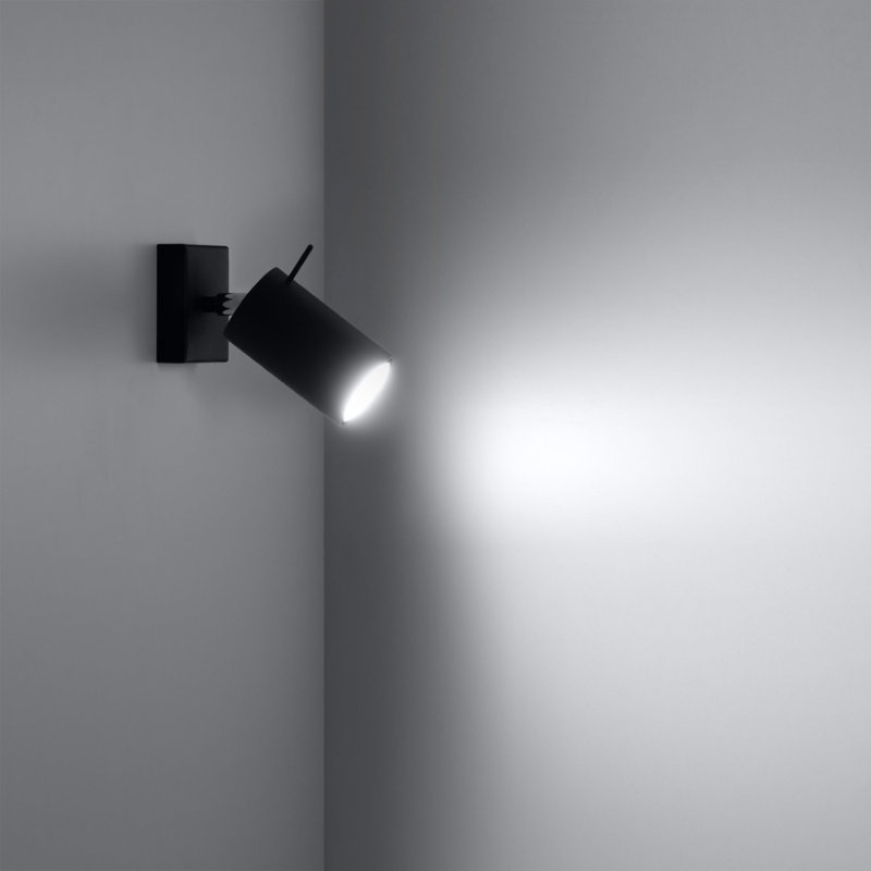 Wall lamp RING white with a switch, 8x8x16 cm, Black