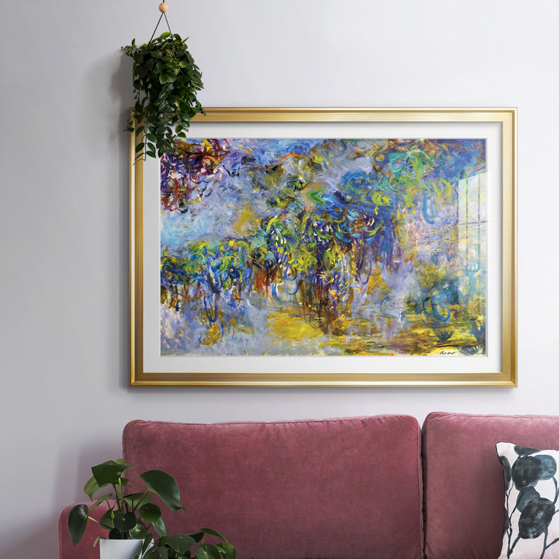 Wisteria, 1919, reproduction encadrée avec biseauté mat et verre, Or, H 15 po x l 21 po x P 1,5 po