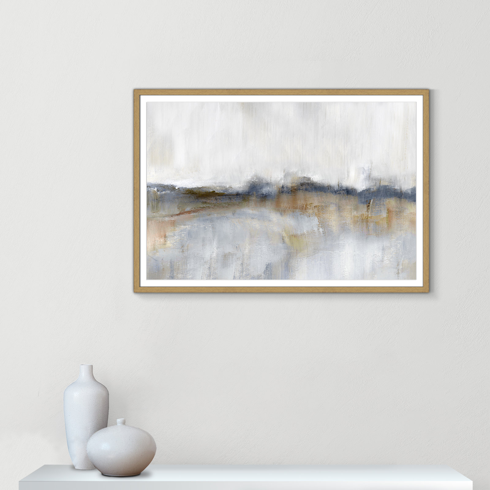 Autumnal Tide by Nan, 29.5" H x 41.5" W x 0.75" D, Natural Framed