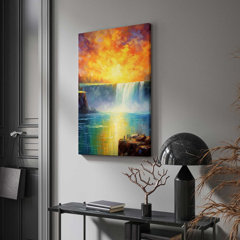 Chutes du Niagara, cascade majestueuse - peinture sur toile tendue, H 48 po x l 28 po x P 1,5 po