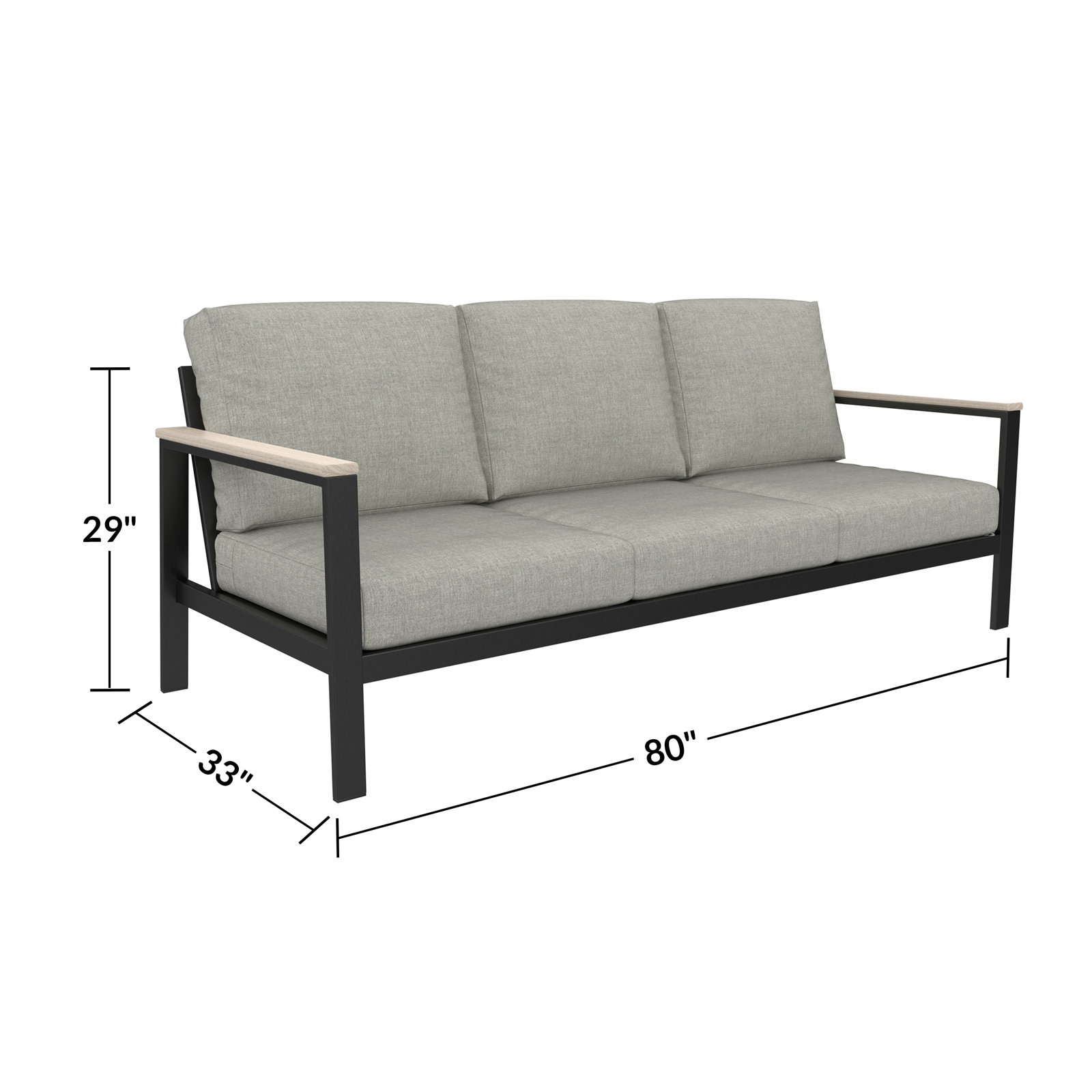 Townsend 80" Sunbrella® Patio Sofa, Canvas Granite Sunbrella® Canvas, Yes, White