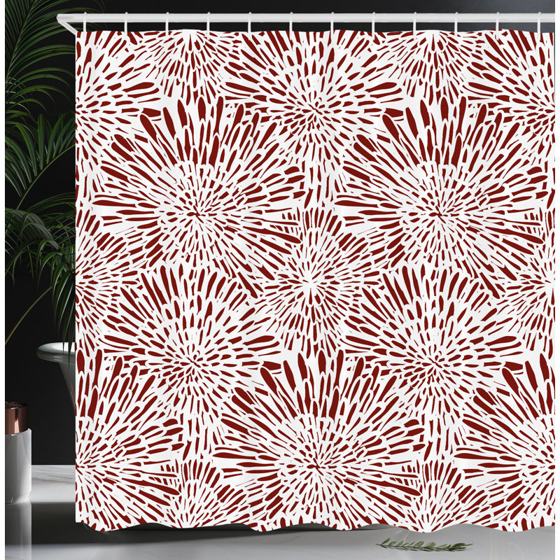 Ensemble de rideau de douche + crochets, Paprika, blanc, H 70 po x l 69 po