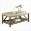 Table basse industrielle en marbre blanc crémeux avec tablette inférieure pour le salon, peu encombrante
