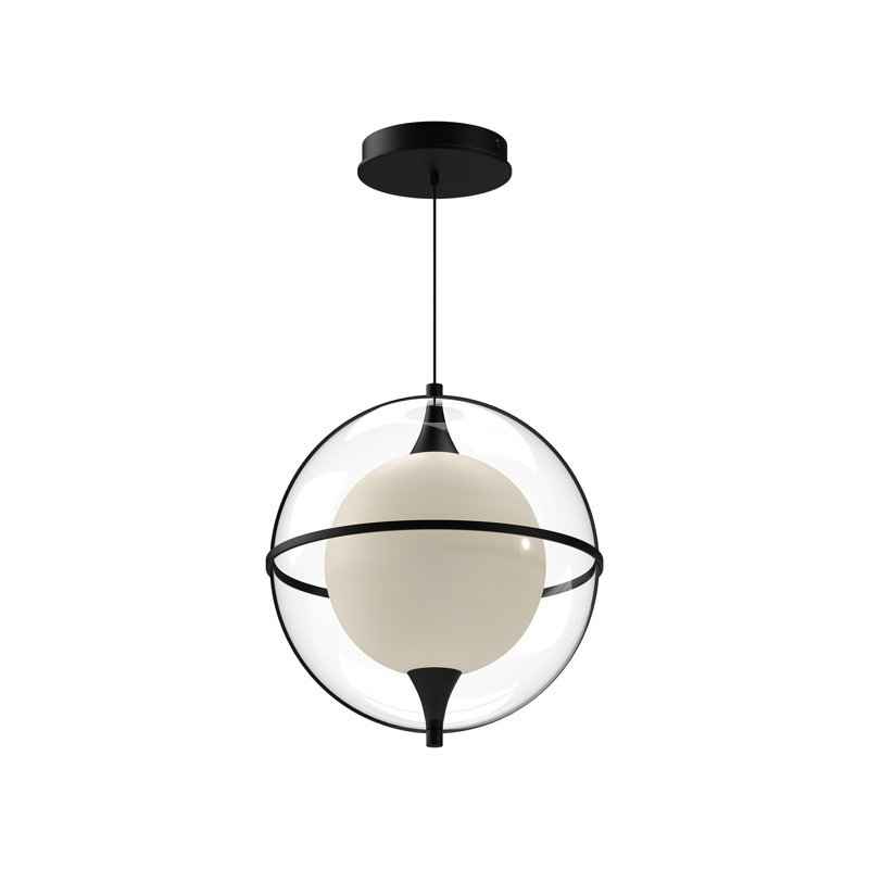 Luminaire suspendu sphère 1 lumière DEL Aries, Noir, H 12,13 po x l 13 po x P 12,13 po