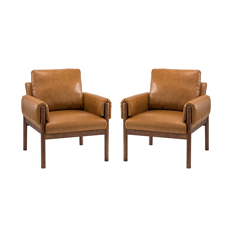 Allessa Faux Leather Armchair, Camel Vegan Leather