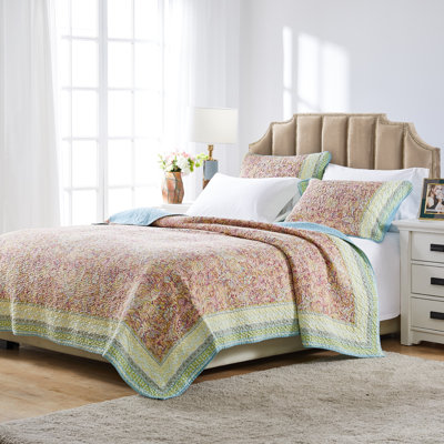 Ensemble de courtepointe 3 pièces Greenland Home Fashions Palisades Pastel 90 x 90 + 20 x 26 (2)