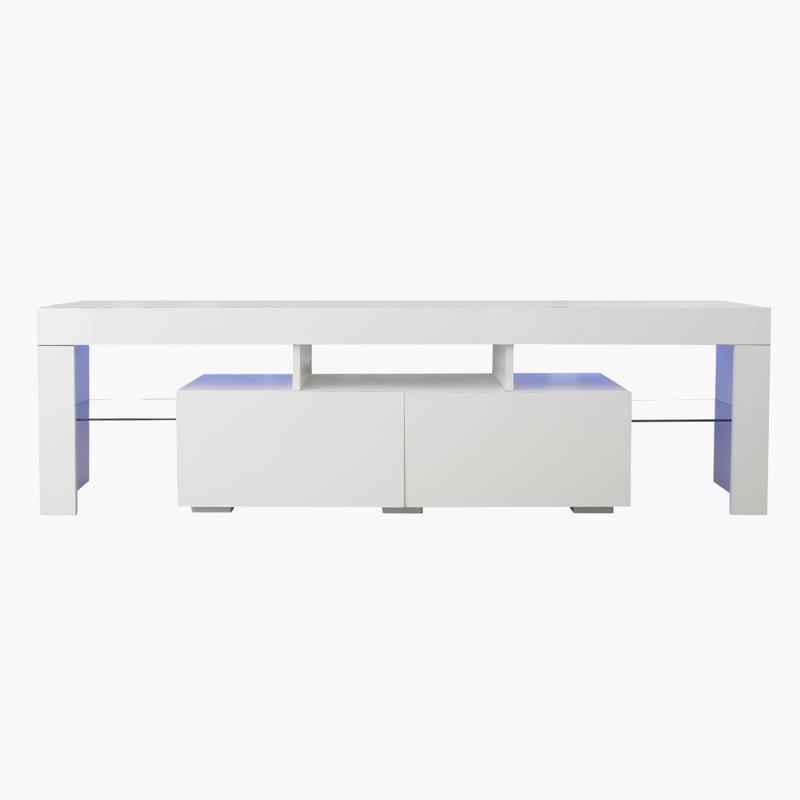Peiqi TV Stand for TVs up to 70" with Remote Control LED Lights, Modern Media Console, Entertainment Center, 20 Colors LED TV Stand