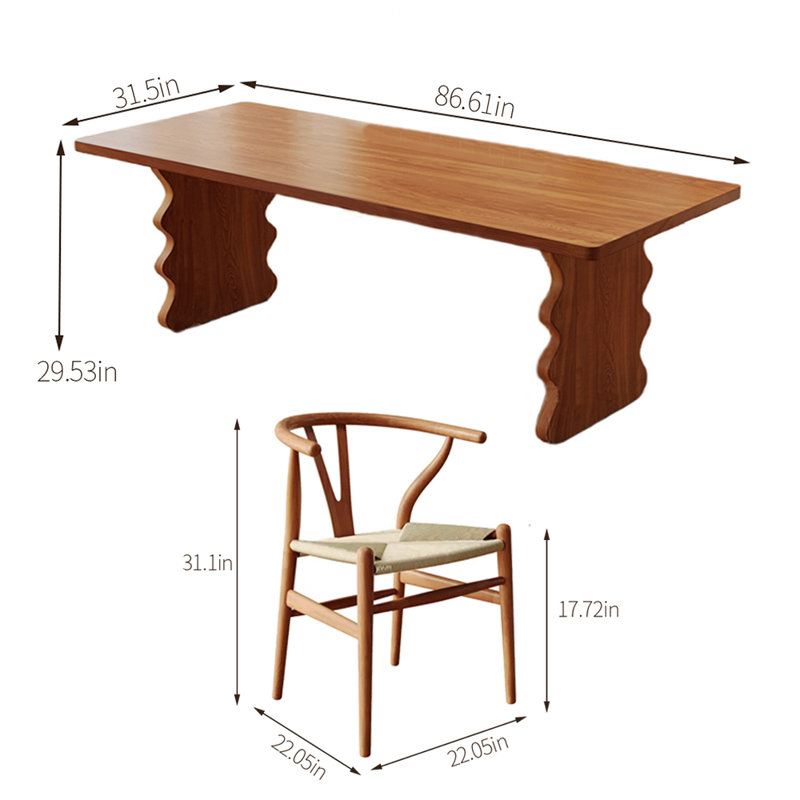 4 - Person Solid Wood Solid Wood Top Double Pedestal Dining Set, 29.53"H x 86.61"L x 31.5"W