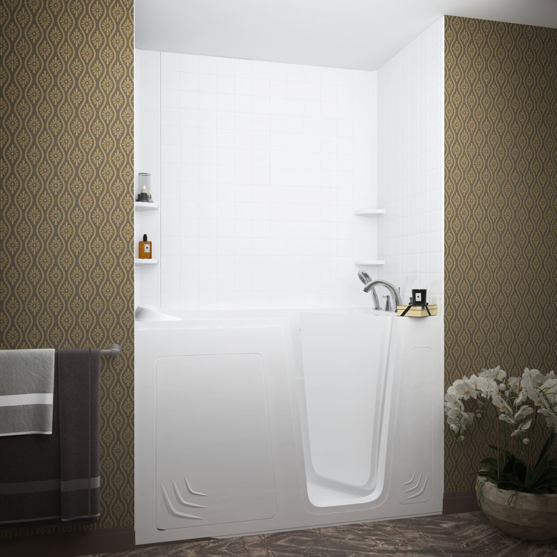 Aspen 60'' x 32'' Acrylic Bathtub with Faucet, Right, White