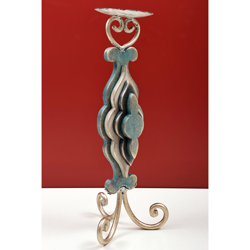Porte-bougie décoratif peint à la main 17 po | Fabriqué à la main