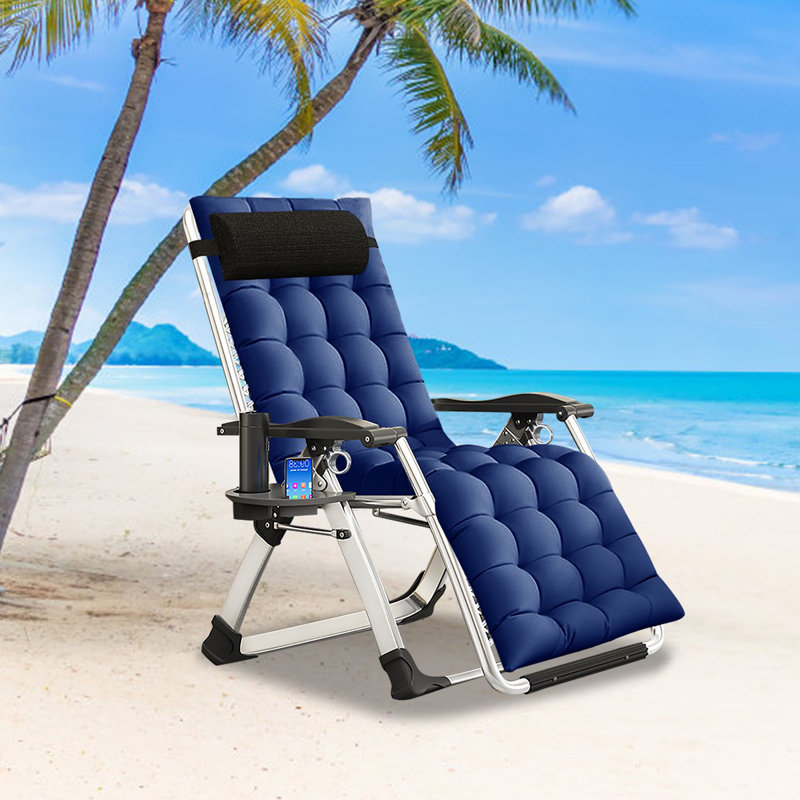Zero Gravity Chair with Cushion, Cup Holder, Headrest, Lawn Recliner, Reclining Patio Lounger Chair, Blue
