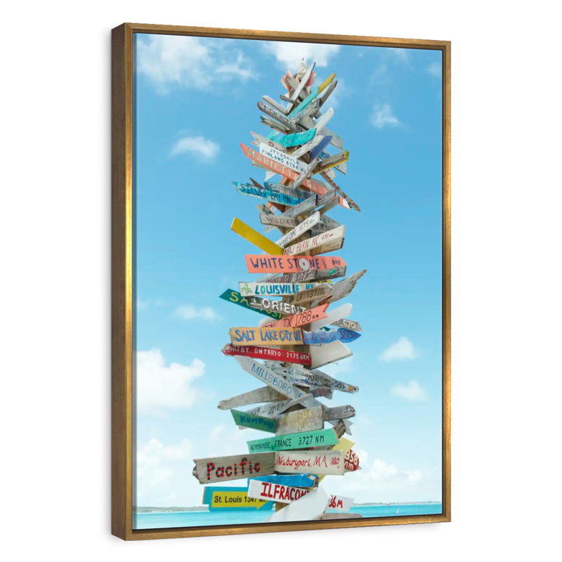 Panneaux de plage des Bahamas, Floating Frame Gold, 27" x 40"