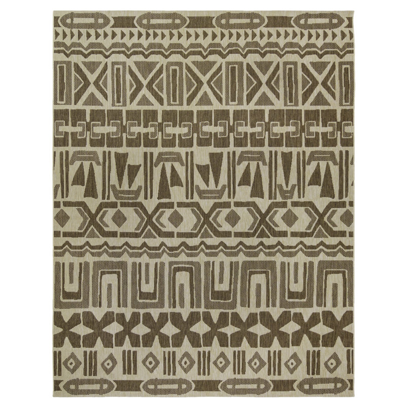 Reyn Spooner Tradewinds Huli Brown Hawaiian Tropical Polypropylene Flatweave Indoor/ Outdoor All Weather Area Rug
