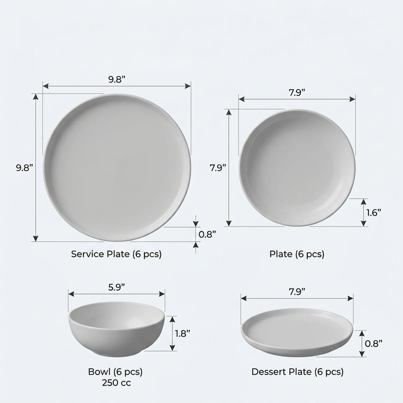 Service de table en porcelaine os bleu et blanc Coastal Tide (service de 24 pièces pour 6 personnes)
