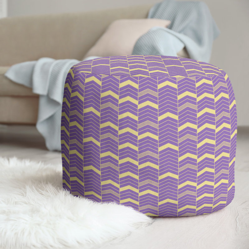 repose-pieds à chevrons en deux couleurs, Mauve / jaune
