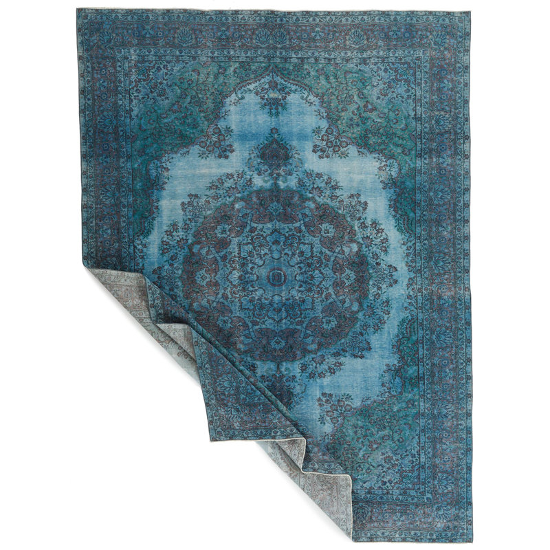 Tapis traditionnel bleu et bleu marine 8 x 11