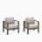 Set Of 2    28" All-Weather Metal Patio Armchairs With Thick Beige Cushions & Khaki Frame-608938804