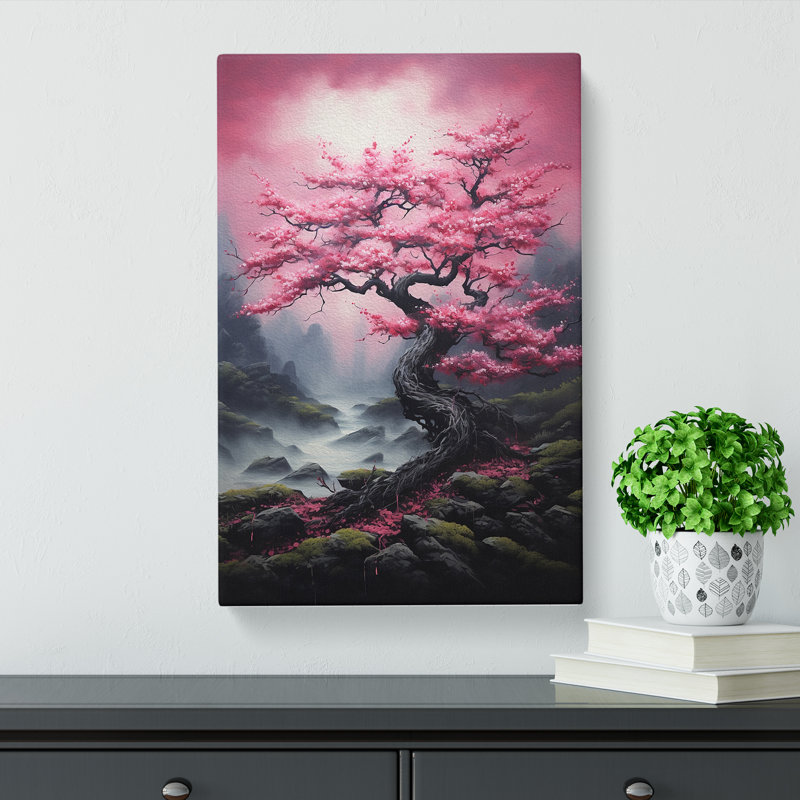 Cherry Blossom Tree Tachisme - Print, 76cm H x 50cm W x 3cm D