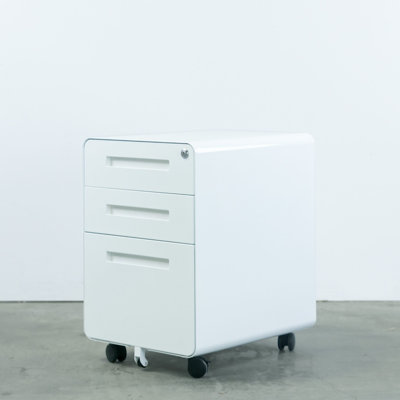 Armoire de rangement roulante en métal à 3 tiroirs avec serrure et roulettes