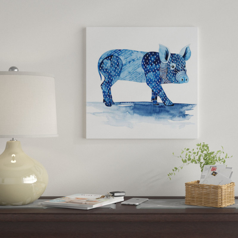 «Cobalt Farm Animals II» par Grace Popp, reproduction d'art graphique sur toile, H 18 po x l 18 po x P 1,5 po, Toile tendue
