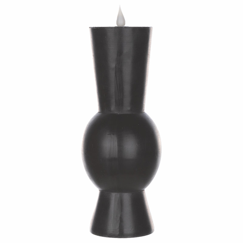 Unscented Flameless Pillar Candle, Black, 10.25" H x 3.75" W x 3.75" D