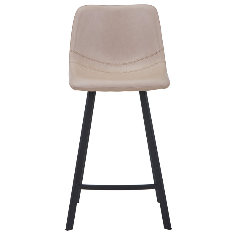 Tabouret de bar et de comptoir en cuir synthétique Latitude Run - Siège en polyuréthane sans accoudoirs avec repose-pieds, pieds en fer - Chaise d'appoint pour îlot de cuisine, bar personnel, pub, café, salle à manger