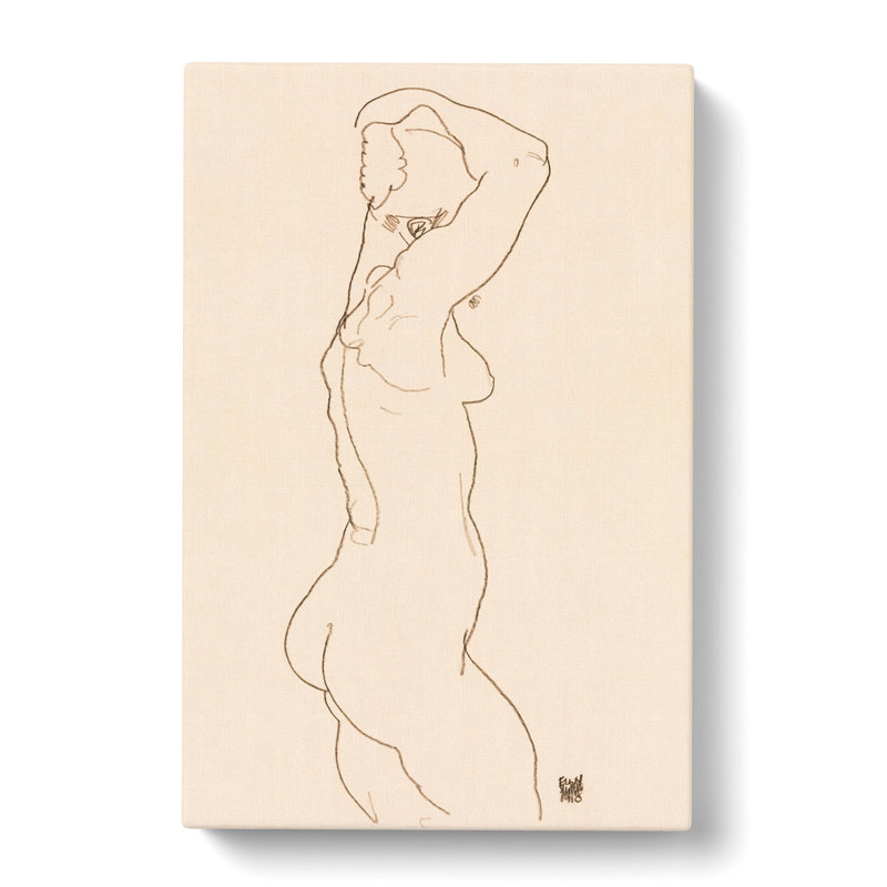 Study of a Naked Woman Vol.1 by Egon Schiele - Wrapped Canvas Drawing, 50cm H x 35cm W x 3cm D