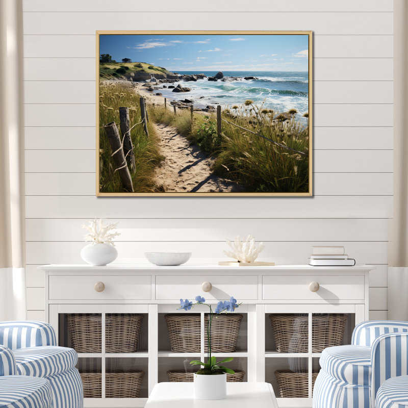 Paysage de plage Whittman Path sur toile, Cadre naturel flottant, H 24 po x l 32 po x P 1 po
