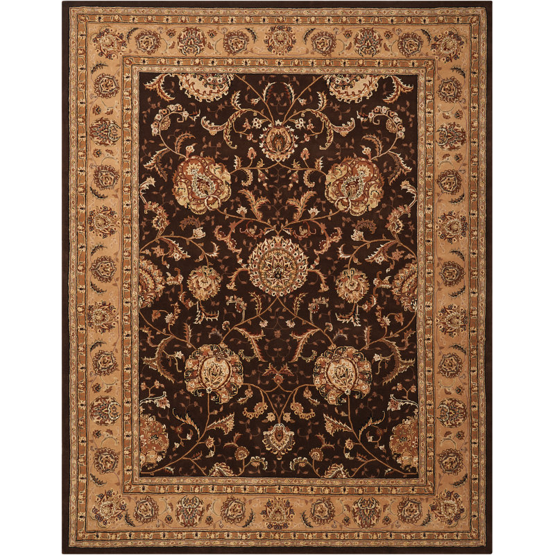 Gilta Rectangle Oriental Handmade Wool Area Rug in Black/Brown, Rectangle 2'6" x 4'3"