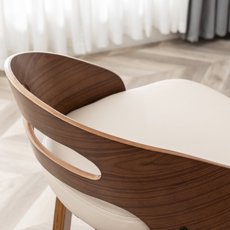 Tabourets de bar pivotants en faux cuir Hesson, Similicuir crème crème, Tabouret de comptoir (siège d'une hauteur de 25,1